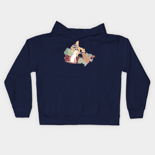 Oh Canada Greyhound / Whippet / Italian Greyhound Kids Hoodie by Inugoya